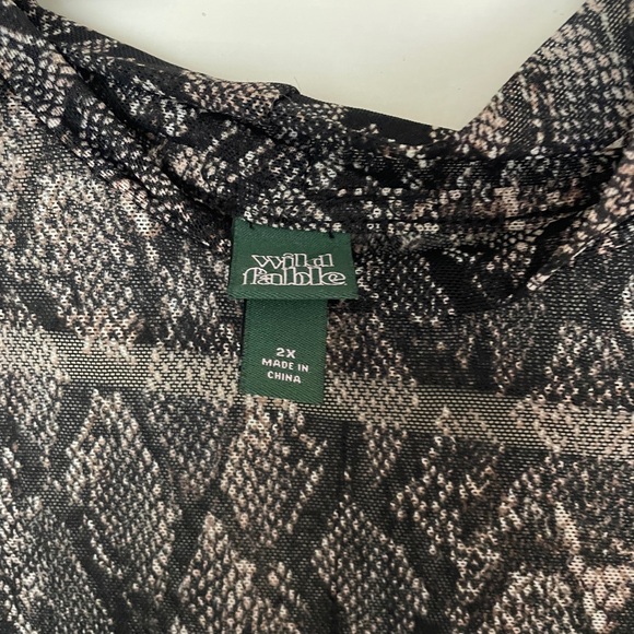 Long sleeve brown snake print see-through top - Picture 2 of 3